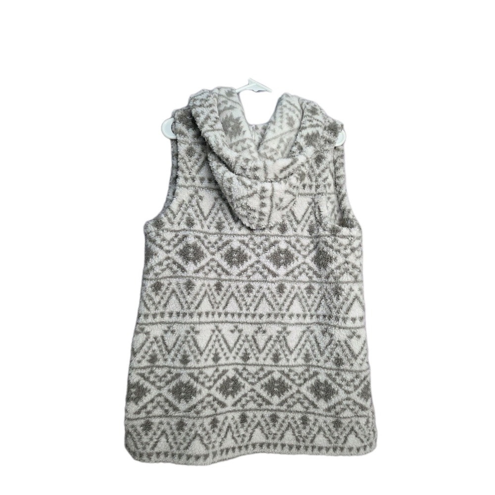 Koolaburra by UGG Cozy Sherpa Hooded Vest Dove Geo - Picture 3 of 8